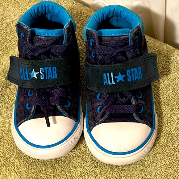 Converse All Star Blue Hi Top LaceUp Shoes Big Ligo Infant Sz 7 - Picture 1 of 9